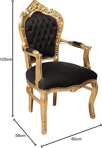 Biscottini Fauteuil de lit - Fauteuil rembourré - Style Français Louis XVI - Fauteuil avec accoudoirs en bois - Chaise de chambre 58X60X105 cm - Fauteuil relax - Nail Gallerys