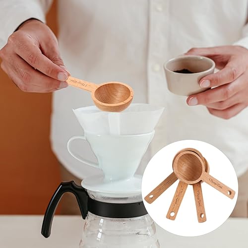 Cabilock 4 Pièces Cuillere Bois Cuillère à Mesurer 15 ml en Bois de Hêtre - Cuillère à Soupe pour Épices, Sel de Bain et Grains - Ustensile de Cuisine Précise - Nail Gallerys