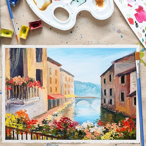 25 Feuilles Papier Aquarelle Fait à La Main Avec Bord Frang, 300 GSM A4 / 21x30 cm Papier Mixte Texturé Blanc en Coton, Papier de Dessin Pressé à Froid, pour Croquis Aquarelle - Nail Gallerys