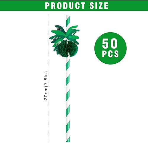 Lot de 50 Pailles à Cocktail, Pailles de Cocotiers en 3D, Pailles en Papier pour Cocktails, Pailles de Fête Tropicale Hawaïenne, Décorations de Cocktail pour Anniversaire Mariage - Nail Gallerys