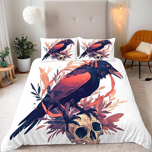 Housse de Couette 240x260 cm Crâne Coloré Parure de Lit 3 Pièces Ensembles en Microfibre Brossée avec 2 Taies d'oreiller 50x75 cm avec Fermeture Éclair - Nail Gallerys