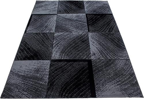 SIMPEX Tapis à Poils Ras, Conception Abstrait, Tapis Noir, 160 x 230 cm, Tapis de Style Moderne, Tapis Salon Moderne - Nail Gallerys