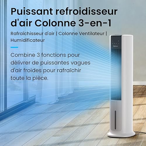 Pro Breeze® Refroidisseur d'air par évaporation 4 en 1 7 L et ventilateur tour portable de 106,7 cm, 3 vitesses de ventilateur, télécommande, oscillation automatique, minuterie de 10 heures et - Nail Gallerys