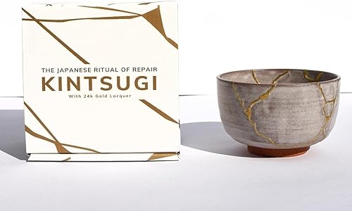 Youkoya Bol Kintsugi authentique 24 carats – Fabriqué à la main à Shigaraki, Japon – Or véritable 24 carats – Parfait pour le thé matcha traditionnel – Pièce d'art unique en son genre - Nail Gallerys
