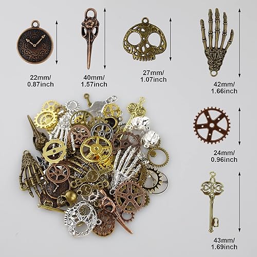 90 Pièces Vintage Steampunk Engrenages Metal Gears Horloge Montre Roues Pendentif Charms Gears Bijoux de Bricolage pour Décorer les Bracelets Collier Chapeau Sac - Nail Gallerys