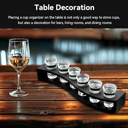 Planche à liqueur en bois à 6 trous,support à cocktail en verre à shot, Porte-verres à shot 6 trous,Planche à shots en forme de S Support de verres à Liqueur pour Bar à la maison Pub Party Restaurant - Nail Gallerys