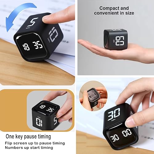 Pomodoro Minuteur visuel numérique Rotatif 5/10/25/50 Minutes Compte minuterie de Cuisine, Alerte sonore réglable pour Cuisiner, Faire du Sport, étudier - Noir - Nail Gallerys