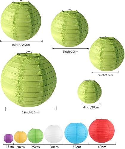 FANSU Couleur Unie Lanterne Papier, 10 Pcs Lanterne en Papier à Suspendues, Rond Lampion Papier pour Mariages, Anniversaires, Jardin,Fêtes et Événements Lampion (Vert,15cm) - Nail Gallerys