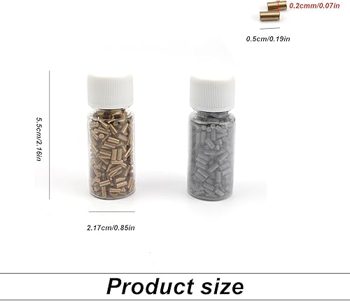 ANDARS Lot de 600 pierres à feu - 2,2 mm - Or/argenté - Avec bouteille de rangement - Convient pour briquets compatibles avec briquet à silex - Nail Gallerys