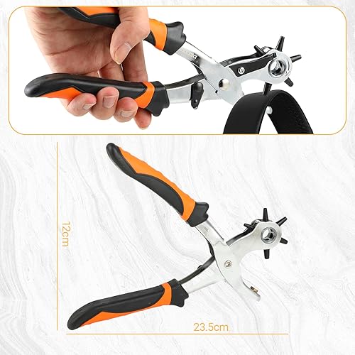 Pince Perforatrice Cuir - Pince Perforatrice Rotative - Pince à Perforer - avec mécanisme à levier - adaptée aux ceintures - bracelets de montre et autres matériaux - Nail Gallerys