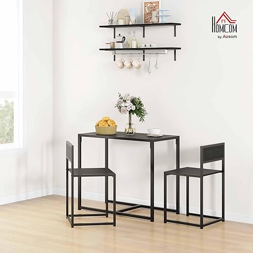 HOMCOM Ensemble Table et chaises pour 2 Personnes, Table de Cuisine avec chaises, Table à Manger 3 pièces avec 2 chaises encastrables, pour Cuisine Salon Maison, Noir - Nail Gallerys