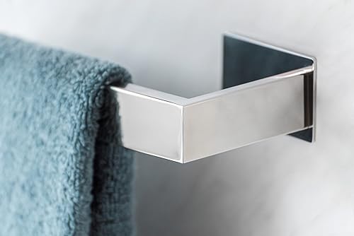 Turbo-Loc® Uno Genova Shine Barre de Serviette de Bain en Acier Inoxydable pour Serviettes de Bain Ou Serviettes, Fixation sans Perçage, Antirouille, 61 X 4,4 X 7,6 Cm, Brillant - Nail Gallerys