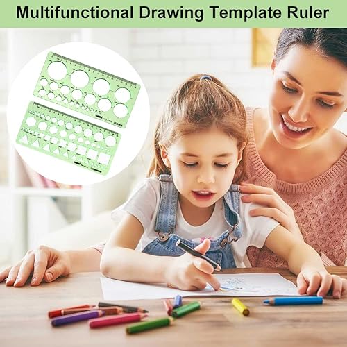 Normographe Geographie,Normographe pour Croquis et Schémas,Regle Pochoir,Gabarit Cercle,Modèles de Mesure,Pochoir Geometrique,2PCS Règle Gabarit pour Studio Artistique ou Dessin et Dessin Personnel - Nail Gallerys