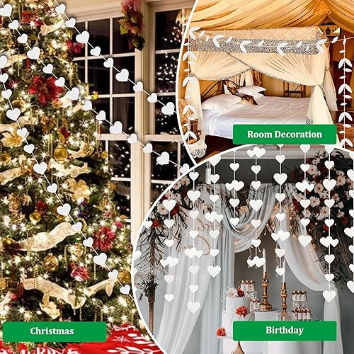 JNZLT Lot de 6 guirlandes de mariage - Décoration de porte - 4 m - Pour fiançailles, anniversaire, mariage, fête prénatale, vacances, fête à thème - Blanc - Nail Gallerys