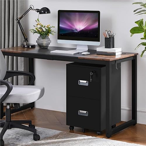 Yaheetech Caisson de Bureau à Roulettes avec 2 Tiroirs Déplacement à Roulette Aisé Caisson de Rangement pour Documents au Format A4, Dossier Suspendu， Bureau, 40 cm × 40 cm × 66,5 cm (Blanc) - Nail Gallerys
