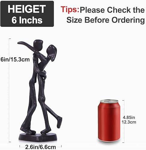 QIANLING Sculpture en Fer de 15 cm - Kit de Fonte pour Couples avec Base, Statue de Couple Amoureux, Cadeau d'Anniversaire pour Couple, Décoration de Maison pour Couples, Couple en Métal Noir S'Enlace - Nail Gallerys