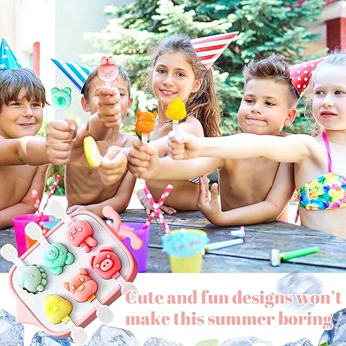 Brateuanoii Moule Glace Bebe, 6 Pièces Mini Moule a Glace en Silicone sans Bpa, Moule à Glace avec Batonnet Reutilisable Facile à Libérer Fait Moule à Glace Maison DIY Popsicle Moule pour les Enfants - Nail Gallerys