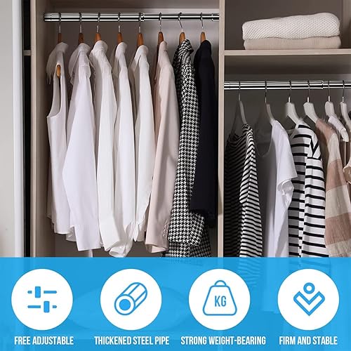 Tringle à vêtements extensible pour vêtements murale de 56 cm à 100 cm, en acier inoxydable, très résistante et résistante à la rouille, pour placard, armoire - Nail Gallerys