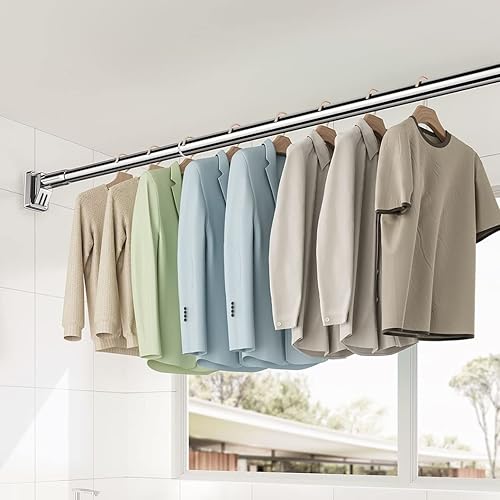 Tringle à Rideau Extensible, Barre Rideau Douche Reglable Telescopique, Barre de Tension pour Armoire, Sans Perçage, Diamètre 33mm, Charge 200 kg max (Size : 270~320cm/106.3~126.0in) - Nail Gallerys