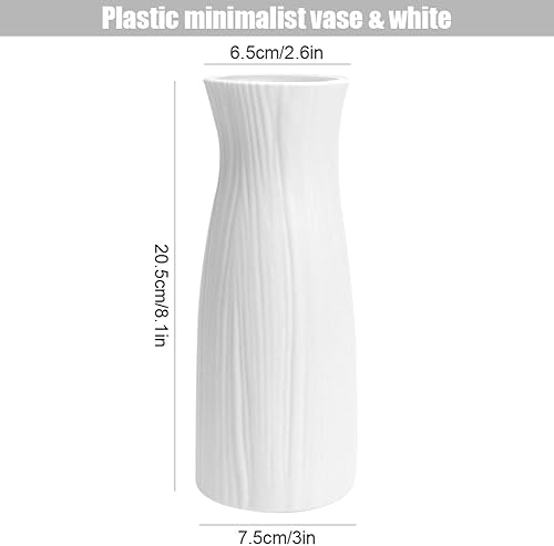 Vase à fleurs incassable durable et décoratif - Arrangement floral créatif blanc - Petit vase moderne en plastique pour décoration de maison, salon, table de mariage - Nail Gallerys