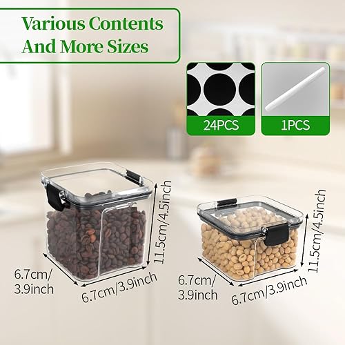 Lot de 10 récipients alimentaires hermétiques avec couvercles - Carrés transparents - Grands récipients empilables pour épices, sucre, graines, noix - 700 ml et 460 ml - Nail Gallerys