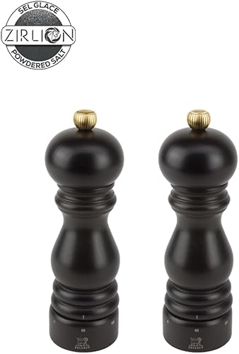 Paris u'Select Naturel - Moulin à Poivre + Moulin à Sel 18 cm - Poivre Noir + Sel Gemme Inclus - Réglage u'Select - En Bois Labellisé PEFC - Fabrication Française - Coloris chocolat - Nail Gallerys