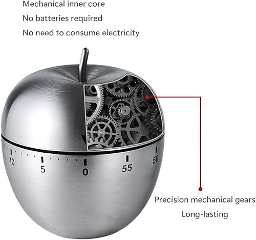 Mobxpar Minuterie de Cuisine en Forme d'Œuf Alarme Rotative Mécanique en Acier Inoxydable Minuterie de 60 Minutes pour la Cuisson - Nail Gallerys