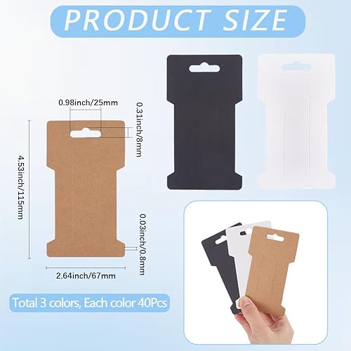 SOFPLATE 120 pièce de 3 Couleurs de Pinces à Cheveux en Papier Nœuds pour Cheveux Cartes en Vrac Noir 4.53 x 2.64 Pouces Rectangulaire Vierge Coloré Support en Carton Accessoires pour Bijoux Épingles - Nail Gallerys