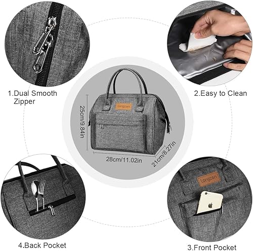 longzon Sac Isotherme Repas, 10L Grande capacité Isothermal Lunch Box Isotherme Bag Boite Repas,Sac Isotherme Bureau, Insulated Cooler Bag Sac à Lunch Office Meal pour Homme,Femme,Enfant,Bebe-Gris - Nail Gallerys
