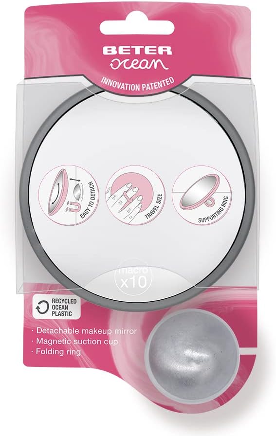 Beter - Miroir grossissant avec Ventouse magnétique Amovible, adapté à Porter dans la Bosse ou à Placer sur n'importe Quel surfit. Augmentation x10. Collection Ocean - Nail Gallerys