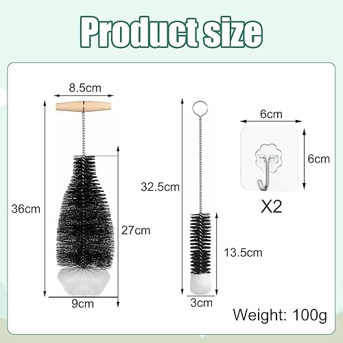 EUYKQNOI Lot de 2 goupilles de nettoyage de 35 cm compatibles avec les bouteilles en verre avec tête en laine pour biberons pour bébé, bouteilles d'eau sans rayures - Nail Gallerys
