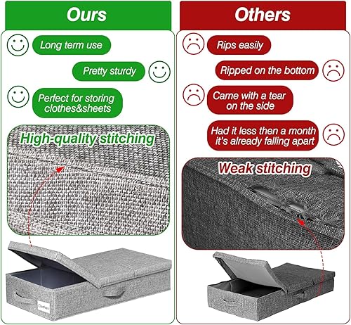 mepure Lot de 2 grandes boîtes de rangement sous le lit avec fermeture éclair pour jouets, couvertures, vêtements, chaussures, sous le lit, noir - Nail Gallerys