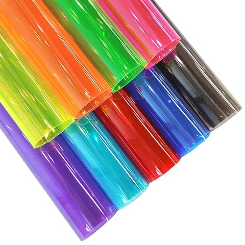 XHT Lot de 9 films en PVC de 20 x 30 cm - Couleur pure - Transparent - En cuir synthétique - Tissu PVC - Imperméable - Pour couture de tissus, décoration de fête et autres projets de bricolage - Nail Gallerys
