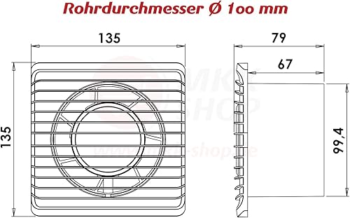 PLUMBING4HOME Basse énergie salle de bain cuisine silencieuse hotte 100mm avec extraction de ventilation du capteur d'humidité - Nail Gallerys