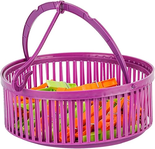 Axentia 133358 Panier à échelons télescopique, Panier à Chevilles en Plastique avec poignée et Crochet, Panier à 25 échelons, env. Ø 19 x 12 cm, Multicolore - Nail Gallerys