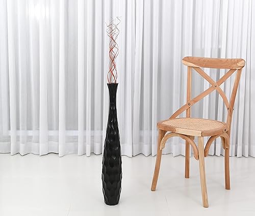 Leewadee Grand Vase A Poser Au Sol pour Branches Décoratives De Pampa, Vase en Bois De Manguier, 90 cm, Blanc - Nail Gallerys