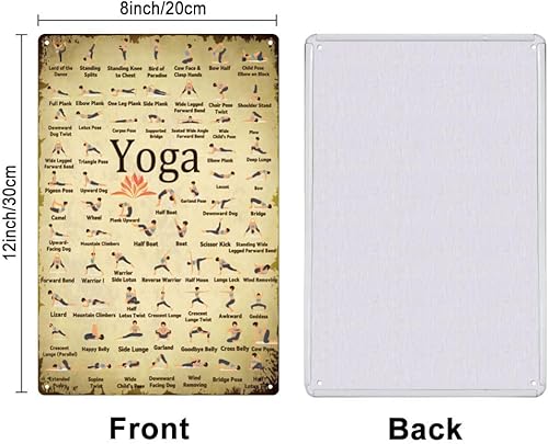 SUPERDANT Plaque Metal Vintage de Yoga 100 pose de Yoga Plaque Murale Colorée en Métal Décoration Retro Plaque Murale Decorative Amusante pour Chambre de Fille Vintage Decoration - Nail Gallerys