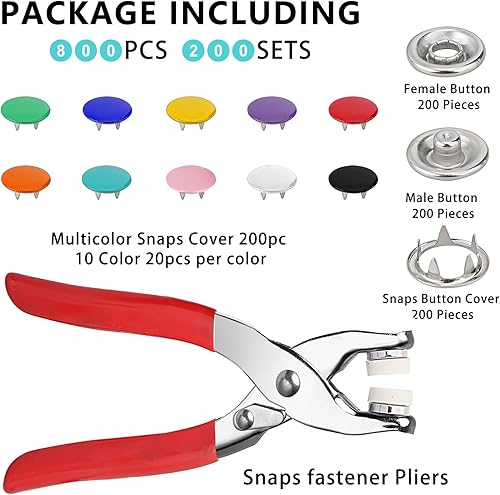 Bouton pression metal,Pression metal couture,9,5 mm, Adaptés pour les travaux manuels de bricolage, les vêtements pour enfants, les sacs, les sacs à main et les travaux d'artisanat (10 couleurs) - Nail Gallerys