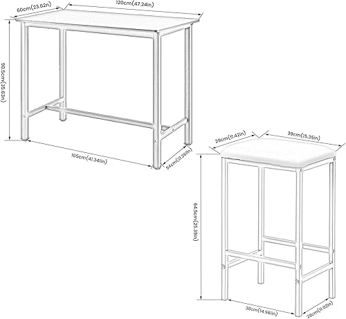 ReseeZac Lot de 5 chaises de Salle à Manger, avec 4 tabourets de Bar rembourrés, pour Cuisine et Salle à Manger, Cadre en métal, Marron - Nail Gallerys