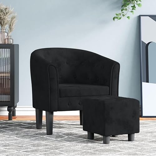 vidaXL Fauteuil Cabriolet avec Repose-Pied, Chaise avec Accoudoirs, Canapé avec Dossier, Siège Rembourré Salon Chambre, Gris Foncé Velours - Nail Gallerys