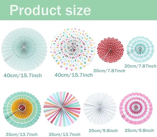 GUO-YING Lot de 8 éventails en papier multicolores à suspendre pour anniversaire, fête prénatale, mariage, décoration de fête - Nail Gallerys