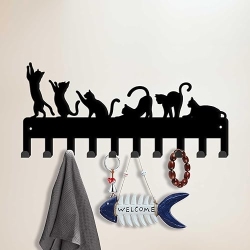 SUPERDANT Porte-Clés en Forme de Chat 6 style de Chat Décoratif 10 crochets en Métal Organiseur Mural pour Clés D'Entrée Crochets pour Parapluie Porte-Clés pour Porte D'Entrée - Nail Gallerys