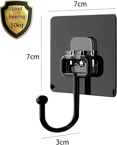 Crochets Auto-Adhésifs,Crochet Adhesif Mural,Crochet Adhésif Plafond,Lot De 10 (Charge Maximale 50 Kg) Crochets Extra Forts Noirs Étanches Et Invisibles Pour Serviettes, Plafond, Mur, Cuisine, Clés, V - Nail Gallerys