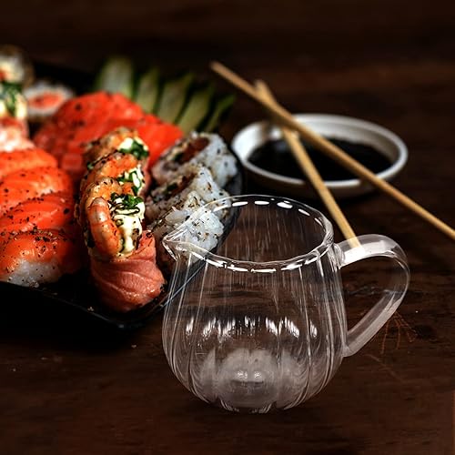 Garneck Mini Pichet en Verre Transparent 100 Ml Crémier en Verre Petit Verseur de Lait Pichet Cafetière Tasse à Sauce Sirop D'érable Carafe de Service avec Bec Verseur - Nail Gallerys