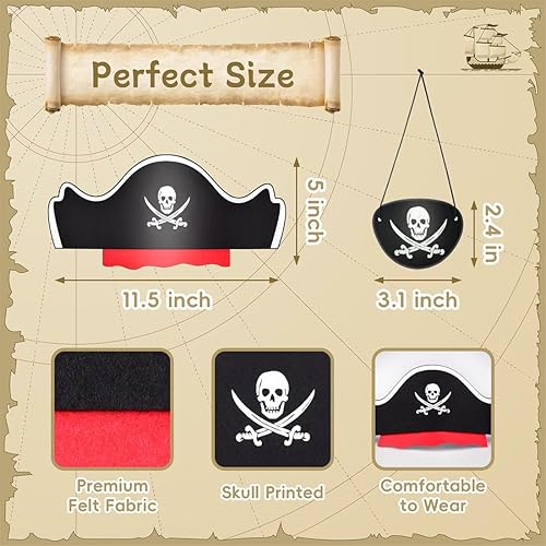 EIYVPRA Lot de 5 chapeaux de pirate pour enfants - 5 cache-yeux en feutre, anniversaire pirate, chapeau pirate, Accessoires pour anniversaire, Halloween, mascarade, fête pirate, Halloween Fête - Nail Gallerys