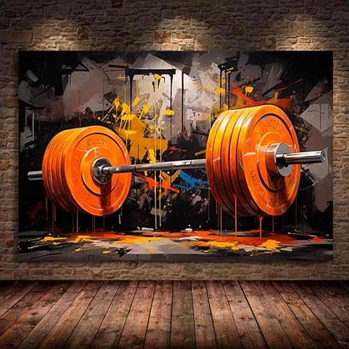 KEMEIQI Graffiti Barbell Toile Peinture Impression Sport Motivation Art Mural Fitness Gym Décor Bodybuilding Affiche Haltérophile 50x70cm Sans Cadre - Nail Gallerys