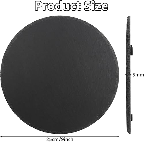 CYEER Lot de 4 assiettes rondes en ardoise de 25 cm - Plateau en ardoise - Plateau de service - Plateau en pierre naturelle pour bougies et décorations de table - Pour le bricolage - Nail Gallerys