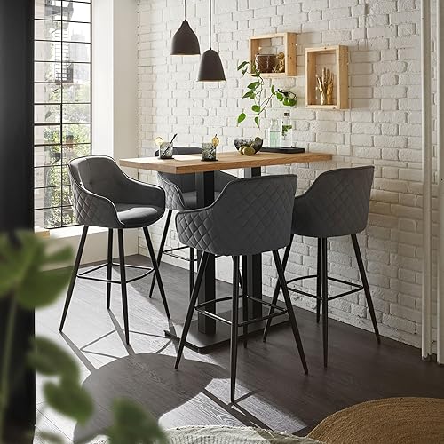 Stella Trading Jay Bar en chêne Massif – Table Haute Moderne avec Structure en métal pour Cuisine et Salle à Manger, 120 x 104 x 60 cm - Nail Gallerys