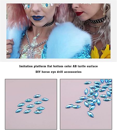 Lot de 500 strass acryliques à coudre AB en cristal décoratif en forme d'yeux de cheval pour bricolage artisanat scrapbooking vêtements bleu - Nail Gallerys
