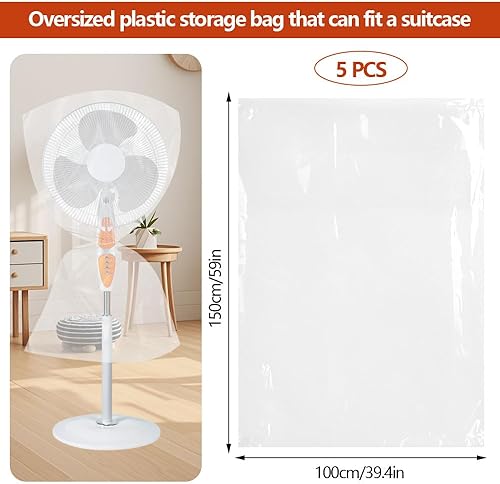 5 Pièces 100 × 150cm Grands Sacs de Rangement Extra Larges, Grand Sac Plastique Transparent Anti-Poussière, Résistants à L'humidité Sacs de Déménagement pour Bagages, Meubles, Consolateurs, Chaise - Nail Gallerys